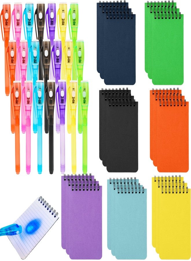 Hoarost 42 Pcs Secret Party Favors Includes 21 Pcs Invisible Ink Pen with UV Light and 21 Pcs Mini Spiral Notebook for Secret Message Themed Party Game Prizes Goodie Bag Fillers - Image 1